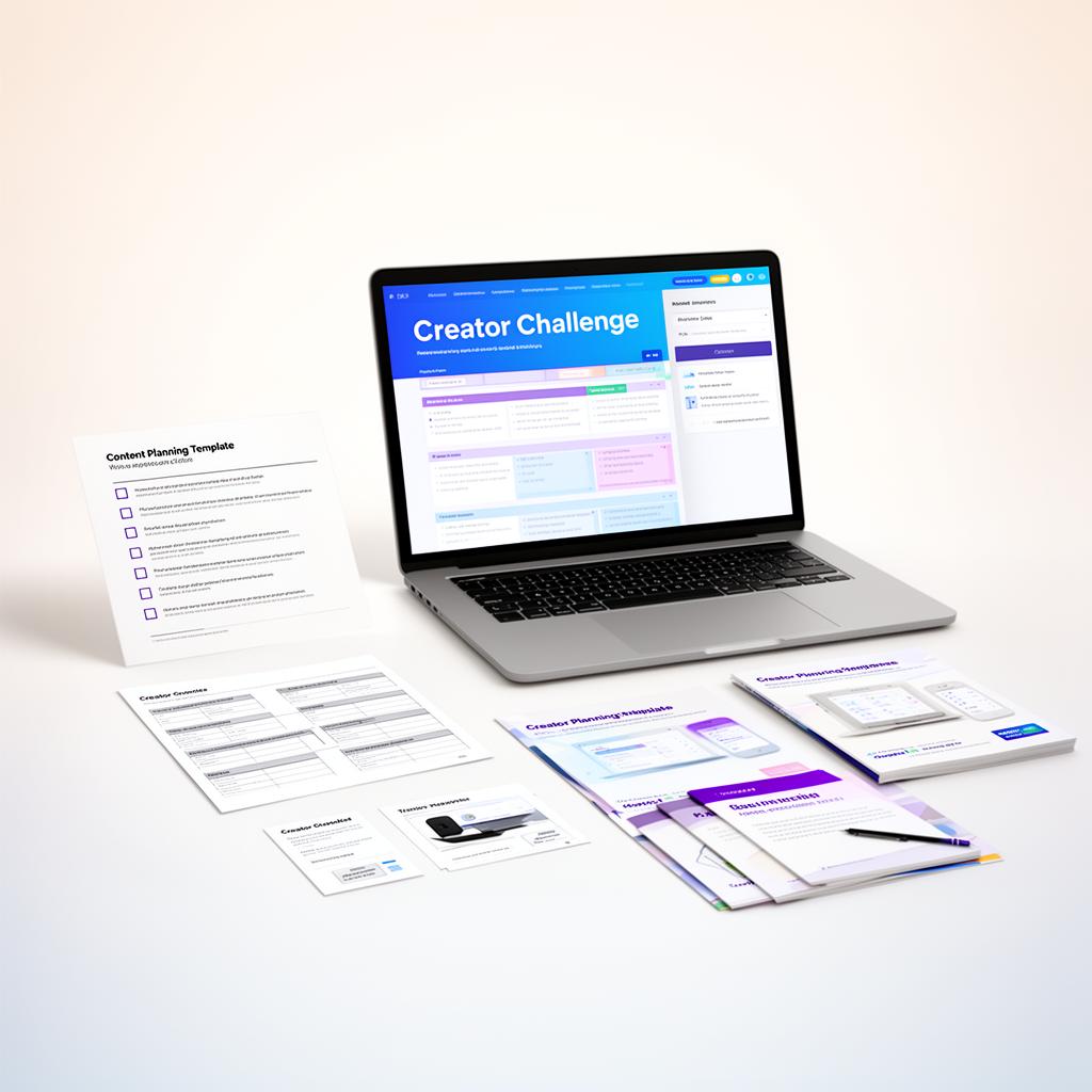 Creator Challenge digital workbook, checklists and content planning templates